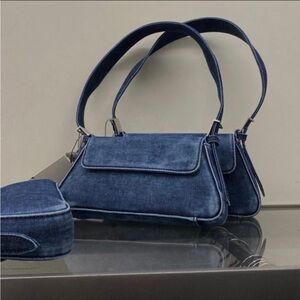 Zara Denim Shoulder Flap Bag Jeans BLUE
